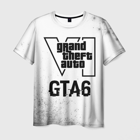 Мужская футболка 3D с принтом GTA6 glitch на светлом фоне в Курске, 100% полиэфир | прямой крой, круглый вырез горловины, длина до линии бедер | 