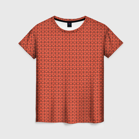 Женская футболка 3D с принтом Геометричные полосы коралловый в Екатеринбурге, 100% полиэфир ( синтетическое хлопкоподобное полотно) | прямой крой, круглый вырез горловины, длина до линии бедер | 