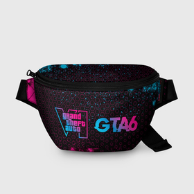 Поясная сумка 3D с принтом GTA6   neon gradient по горизонтали в Курске, 100% полиэстер | плотная ткань, ремень с регулируемой длиной, внутри несколько карманов для мелочей, основное отделение и карман с обратной стороны сумки застегиваются на молнию | 