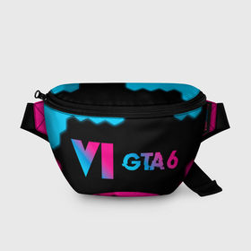 Поясная сумка 3D с принтом GTA 6   neon gradient по горизонтали в Тюмени, 100% полиэстер | плотная ткань, ремень с регулируемой длиной, внутри несколько карманов для мелочей, основное отделение и карман с обратной стороны сумки застегиваются на молнию | 