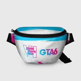 Поясная сумка 3D с принтом GTA6 neon gradient style по горизонтали в Тюмени, 100% полиэстер | плотная ткань, ремень с регулируемой длиной, внутри несколько карманов для мелочей, основное отделение и карман с обратной стороны сумки застегиваются на молнию | 