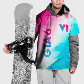 Накидка на куртку 3D с принтом GTA 6 neon gradient style вертикально в Санкт-Петербурге, 100% полиэстер |  | Тематика изображения на принте: 