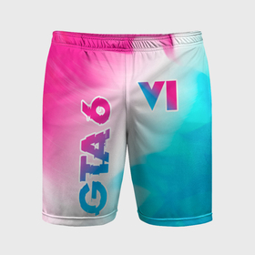 Мужские шорты спортивные с принтом GTA 6 neon gradient style вертикально в Санкт-Петербурге,  |  | Тематика изображения на принте: 