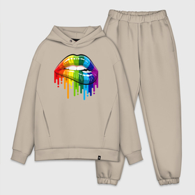 Мужской костюм oversize хлопок с принтом Rainbow lips в Тюмени,  |  | 