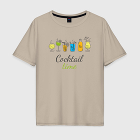 Мужская футболка хлопок Oversize с принтом Время коктейлей , 100% хлопок | свободный крой, круглый ворот, “спинка” длиннее передней части | Тематика изображения на принте: 