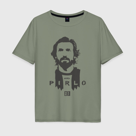 Мужская футболка хлопок Oversize с принтом Андреа Пирло в Екатеринбурге, 100% хлопок | свободный крой, круглый ворот, “спинка” длиннее передней части | 