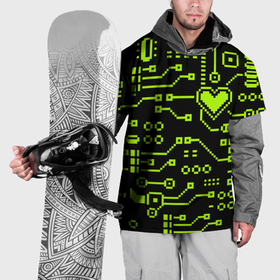 Накидка на куртку 3D с принтом Сердце и микросхемы , 100% полиэстер |  | Тематика изображения на принте: 