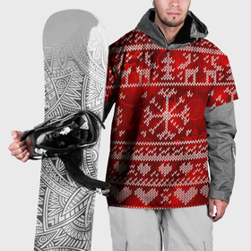 Накидка на куртку 3D с принтом Рождественские узоры оленей в Тюмени, 100% полиэстер |  | 