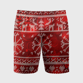 Мужские шорты спортивные с принтом Рождественские узоры оленей в Тюмени,  |  | 