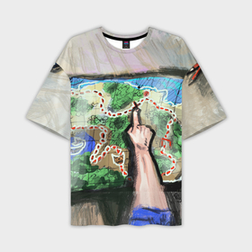 Мужская футболка oversize 3D с принтом Карта сокровищ в Тюмени,  |  | Тематика изображения на принте: 