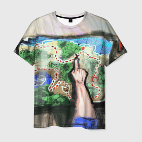 Мужская футболка 3D с принтом Карта сокровищ в Кировске, 100% полиэфир | прямой крой, круглый вырез горловины, длина до линии бедер | Тематика изображения на принте: 