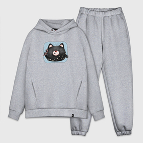 Мужской костюм oversize хлопок с принтом Новогодний котенок в Ухте,  |  | 