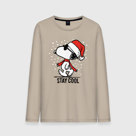 Мужской лонгслив хлопок с принтом Snoopy stay cool в Санкт-Петербурге, 100% хлопок |  | 
