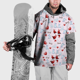 Накидка на куртку 3D с принтом Корги и сердца на розовом фоне в Тюмени, 100% полиэстер |  | Тематика изображения на принте: 