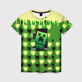 Женская футболка 3D с принтом Minecraft love toxic в Курске, 100% полиэфир ( синтетическое хлопкоподобное полотно) | прямой крой, круглый вырез горловины, длина до линии бедер | 