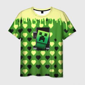 Мужская футболка 3D с принтом Minecraft love toxic , 100% полиэфир | прямой крой, круглый вырез горловины, длина до линии бедер | 