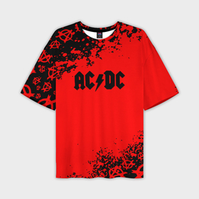 Мужская футболка oversize 3D с принтом AC DC skull rock краски в Екатеринбурге,  |  | Тематика изображения на принте: 