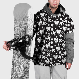 Накидка на куртку 3D с принтом Черно белые фигурки в Тюмени, 100% полиэстер |  | 