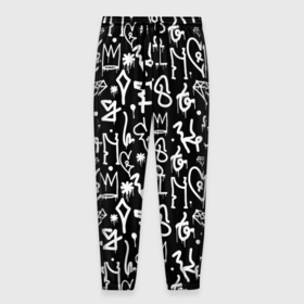 Мужские брюки 3D с принтом Черно белые каракули паттерном в Кировске, 100% полиэстер | манжеты по низу, эластичный пояс регулируется шнурком, по бокам два кармана без застежек, внутренняя часть кармана из мелкой сетки | 