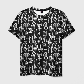Мужская футболка 3D с принтом Черно белые каракули паттерном в Курске, 100% полиэфир | прямой крой, круглый вырез горловины, длина до линии бедер | 