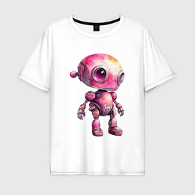 Мужская футболка хлопок Oversize с принтом Робот киберпанк , 100% хлопок | свободный крой, круглый ворот, “спинка” длиннее передней части | 