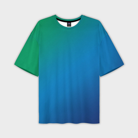 Мужская футболка oversize 3D с принтом Зеленый и синий диагональный градиент в Курске,  |  | 