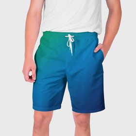 Мужские шорты 3D с принтом Зеленый и синий диагональный градиент в Курске,  полиэстер 100% | прямой крой, два кармана без застежек по бокам. Мягкая трикотажная резинка на поясе, внутри которой широкие завязки. Длина чуть выше колен | 