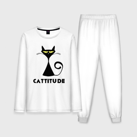 Мужская пижама с лонгсливом хлопок с принтом Cattitude ,  |  | Тематика изображения на принте: 