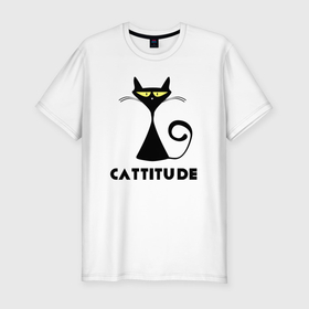 Мужская футболка хлопок Slim с принтом Cattitude в Екатеринбурге, 92% хлопок, 8% лайкра | приталенный силуэт, круглый вырез ворота, длина до линии бедра, короткий рукав | Тематика изображения на принте: 
