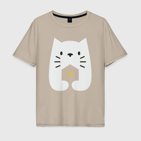 Мужская футболка хлопок Oversize с принтом Домашний кот в Санкт-Петербурге, 100% хлопок | свободный крой, круглый ворот, “спинка” длиннее передней части | 