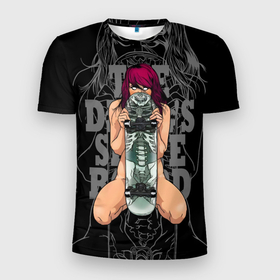 Мужская футболка 3D Slim с принтом The Devils skull skateboard в Кировске, 100% полиэстер с улучшенными характеристиками | приталенный силуэт, круглая горловина, широкие плечи, сужается к линии бедра | Тематика изображения на принте: 