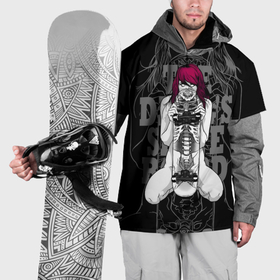 Накидка на куртку 3D с принтом Демон скелет и скейтборд в Новосибирске, 100% полиэстер |  | 