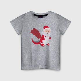 Детская футболка хлопок с принтом Дед Мороз в костюме дракона , 100% хлопок | круглый вырез горловины, полуприлегающий силуэт, длина до линии бедер | Тематика изображения на принте: 
