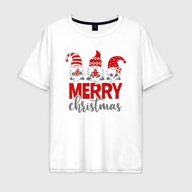 Мужская футболка хлопок Oversize с принтом Merry Christmas dwarves в Новосибирске, 100% хлопок | свободный крой, круглый ворот, “спинка” длиннее передней части | 