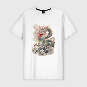 Мужская футболка хлопок Slim с принтом Старинный китайский дракон в Кировске, 92% хлопок, 8% лайкра | приталенный силуэт, круглый вырез ворота, длина до линии бедра, короткий рукав | 