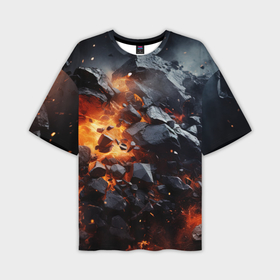 Мужская футболка oversize 3D с принтом Взрыв камней и плит ,  |  | 