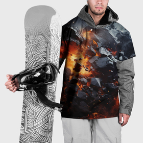 Накидка на куртку 3D с принтом Взрыв камней и плит , 100% полиэстер |  | 