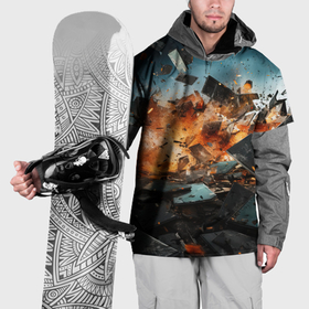 Накидка на куртку 3D с принтом Взрыв  плит абстракция в Санкт-Петербурге, 100% полиэстер |  | Тематика изображения на принте: 