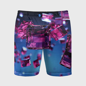 Мужские шорты спортивные с принтом Фиолетовые прозрачные кубики в Петрозаводске,  |  | Тематика изображения на принте: 