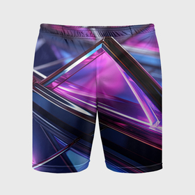 Мужские шорты спортивные с принтом Фиолетовые абстрактные треугольники в Петрозаводске,  |  | 