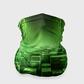 Бандана-труба 3D с принтом Зеленые квадраты в лабиринте в Петрозаводске, 100% полиэстер, ткань с особыми свойствами — Activecool | плотность 150‒180 г/м2; хорошо тянется, но сохраняет форму | 