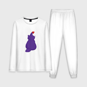 Мужская пижама с лонгсливом хлопок с принтом Котик играет с сердецком в Курске,  |  | Тематика изображения на принте: 