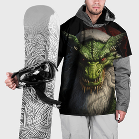 Накидка на куртку 3D с принтом Злой дракон в костюме Санты , 100% полиэстер |  | 
