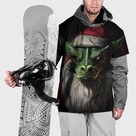 Накидка на куртку 3D с принтом Санта  дракон    2024 , 100% полиэстер |  | 