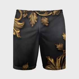 Мужские шорты спортивные с принтом Золотые объемные листья в Ухте,  |  | 