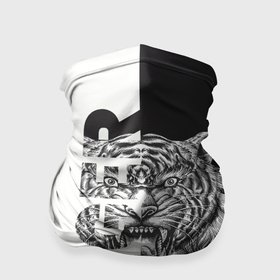Бандана-труба 3D с принтом Тигр  чёрно белое в Санкт-Петербурге, 100% полиэстер, ткань с особыми свойствами — Activecool | плотность 150‒180 г/м2; хорошо тянется, но сохраняет форму | 