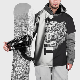 Накидка на куртку 3D с принтом Тигр  чёрно белое в Санкт-Петербурге, 100% полиэстер |  | Тематика изображения на принте: 
