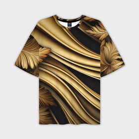Мужская футболка oversize 3D с принтом Золотая  объемная  абстракция в Кировске,  |  | 