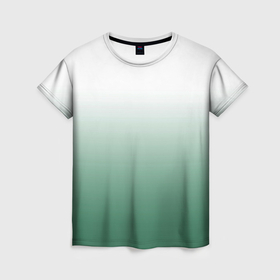 Женская футболка 3D с принтом Туманный градиент бело зелёный , 100% полиэфир ( синтетическое хлопкоподобное полотно) | прямой крой, круглый вырез горловины, длина до линии бедер | 