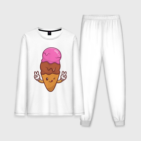 Мужская пижама с лонгсливом хлопок с принтом Happy ice cream ,  |  | Тематика изображения на принте: 